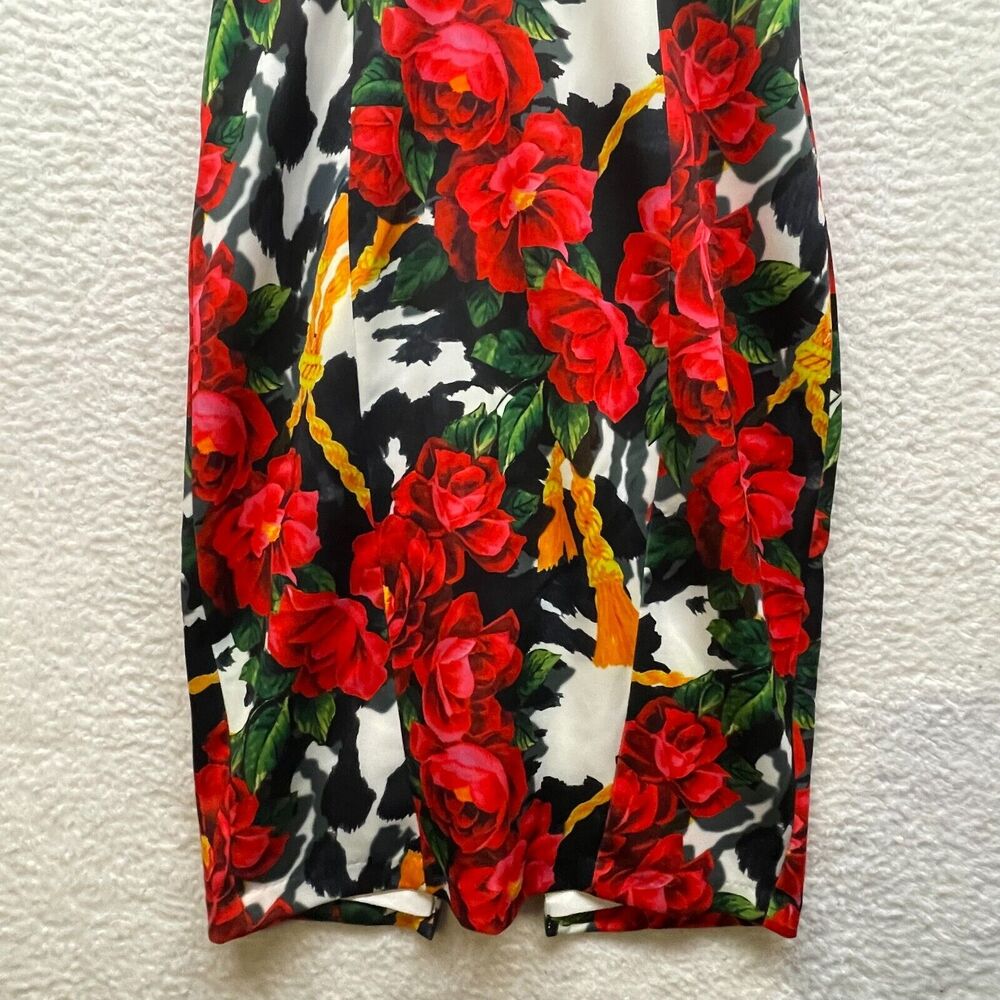 Alexia Admor Womens Dress 2 Red Green Floral V Neck Sheath Sleeveless Lined New - Picture 4 of 14